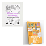 Colour and Create + Affirmations Colouring Book for Adults - Combo of 2