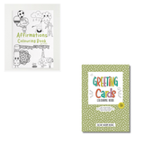 Combo Pack of 2- Greeting Cards and Affirmations Colouring Book for  (FREE stickers)